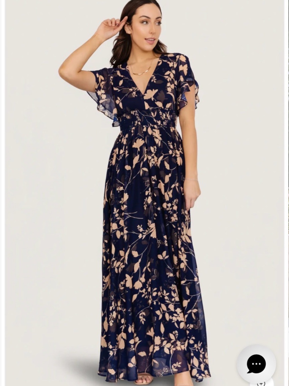 Baltic Born Lynlee Metallic Maxi Dress Small Navy Blue Floral
